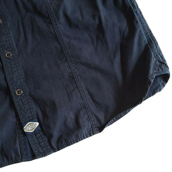 MERRELL navy blue button front down short sleeve pocket casual outdoorsy shirt L - Picture 5 of 9